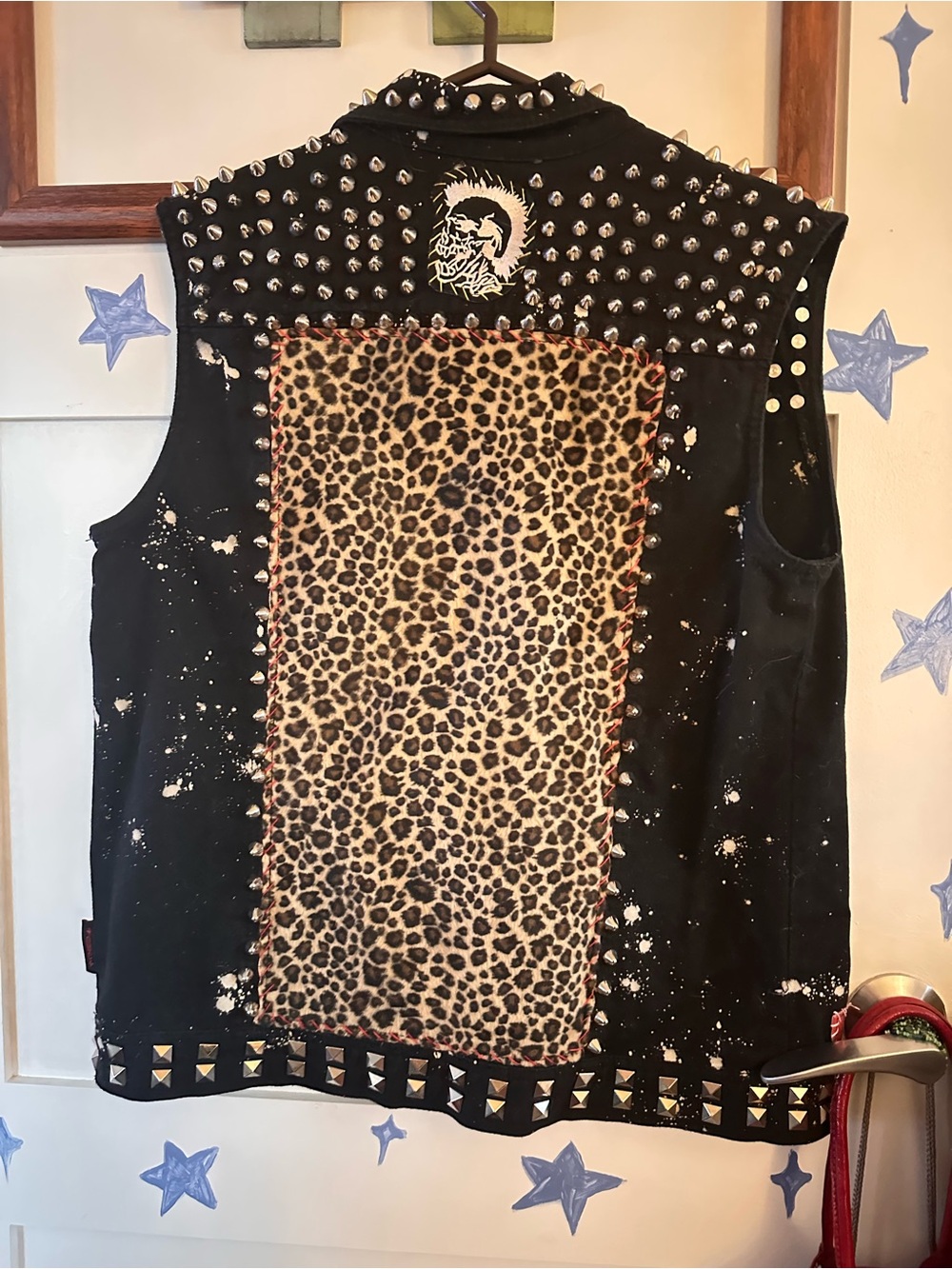 TRIPP NYC Hand-Studded Black Punk Patchwork Vest - Picture 5 of 5